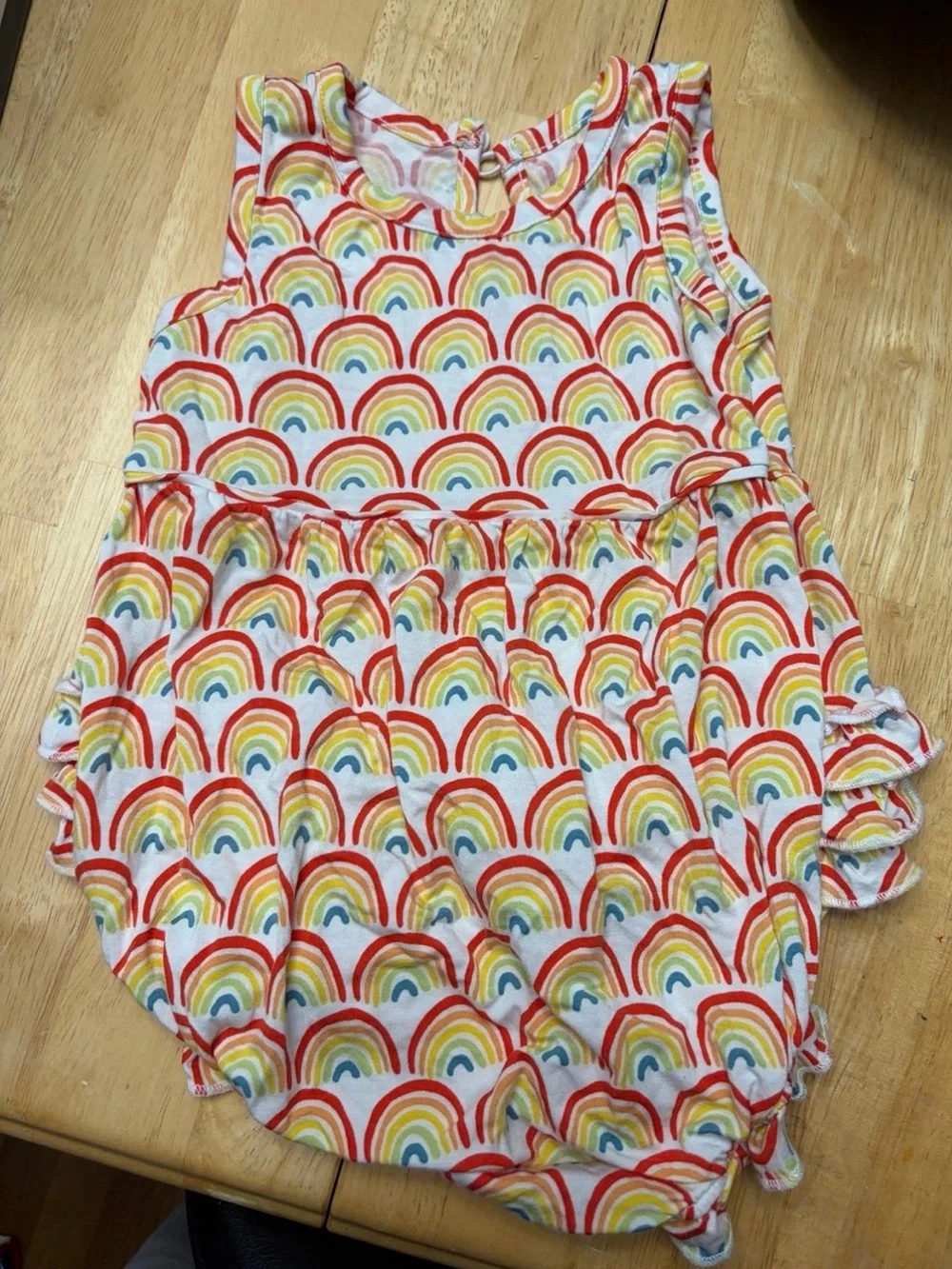 Little Sleepies Rainbow Print Sleeveless Romper - Red, Yellow, Blue
